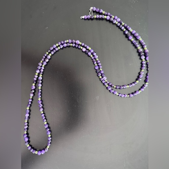 Amethyst & Peridot bead extra long necklace by Jay King - Picture 6 of 13